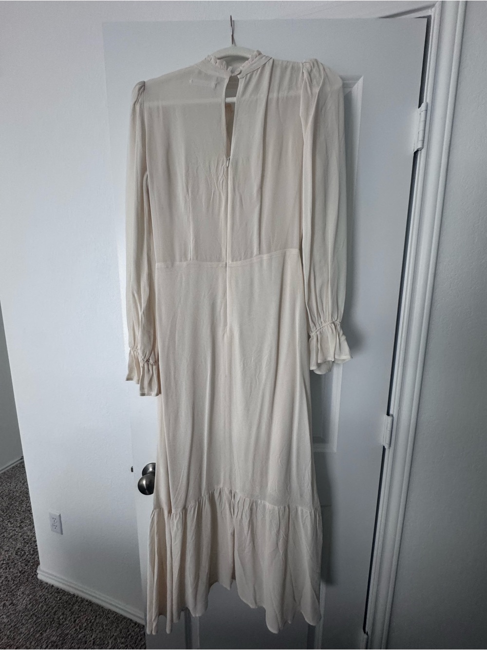 Reformation Hallie Cream Ruffle-Trim Midi Dress 4 - Picture 4 of 5